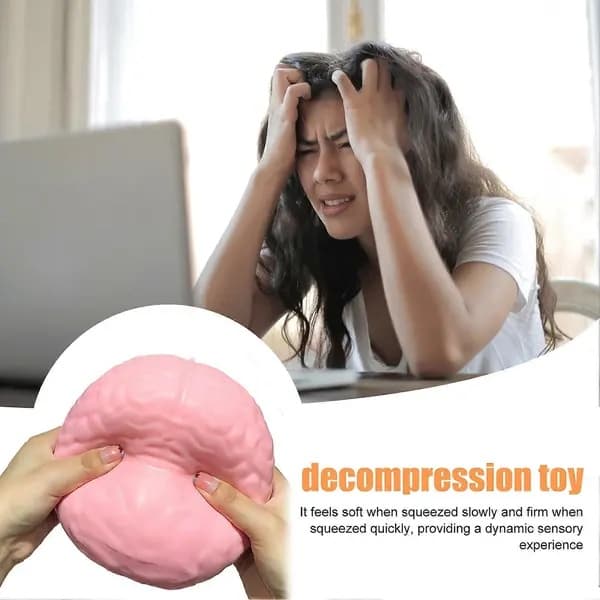 Giant Simulated Brain Squeeze Toy - Pink Brain & Slow Rising - For Stress Relief & Decompression - Realistic Fidget 1pc