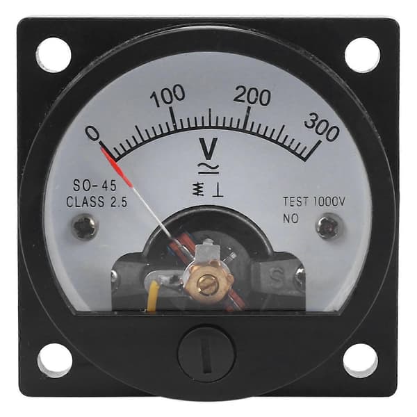 AC 0-300V Rund Analog Skive Panel Meter Voltmeter Måler Sort