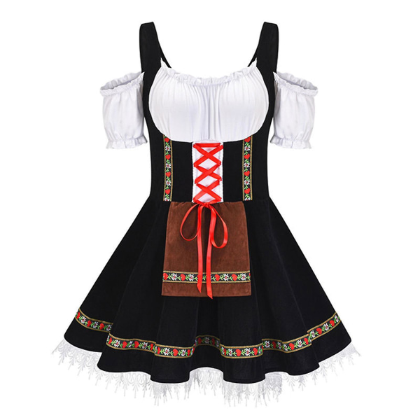 Snabb leverans 2023 Bästa Oktoberfestdräkt för kvinnor tyska bayerska Dirndl ölpiga Finklänning S - 4xl Black 3XL