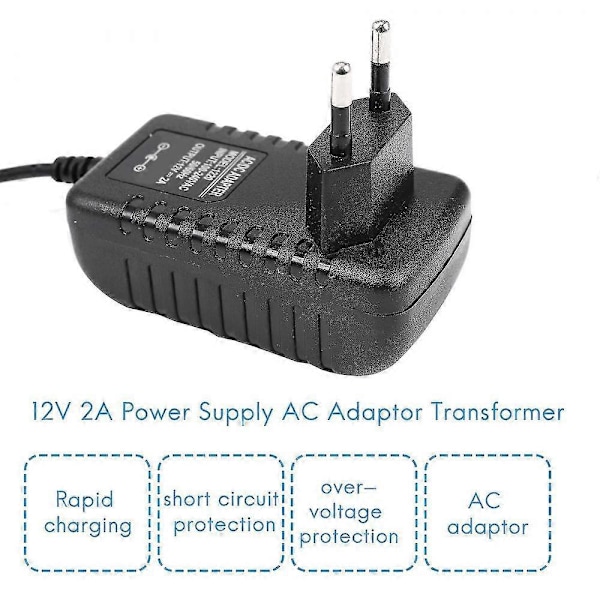 AC/DC 12V 2A 24W Strömförsörjningsadapter Transformator För 5050 3528 LED Strip Ljus EU-kontakt YGC