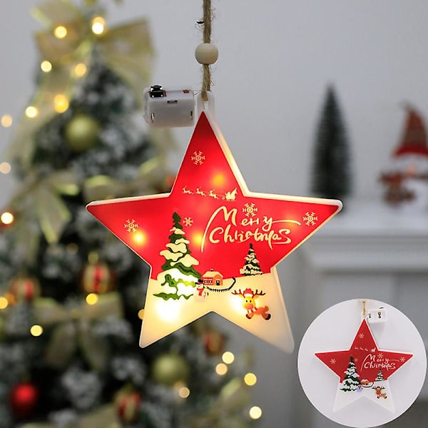 Jul hängande ljus strumpa Snowflake Star Snowman Santa Claus dekorera style 4