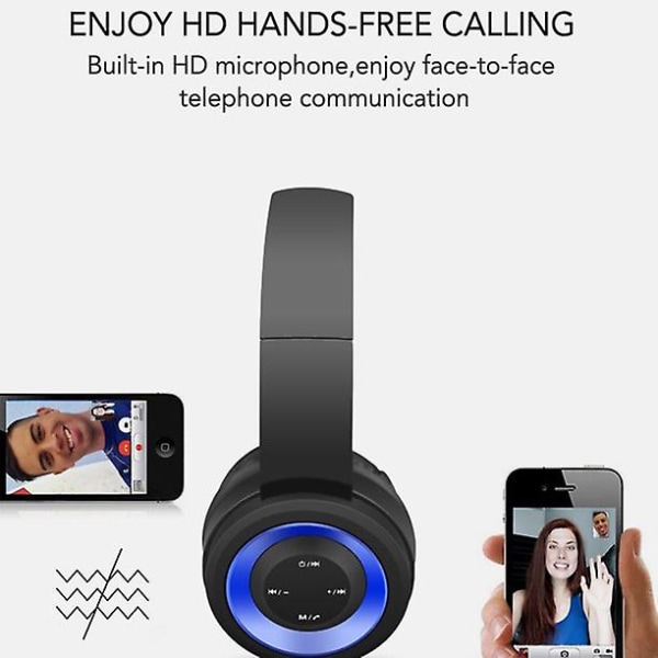 Bluetooth kuulokkeet Langattomat kuulokkeet Melua vaimentavat Taitettavat säädettävät kuulokkeet Blue Black