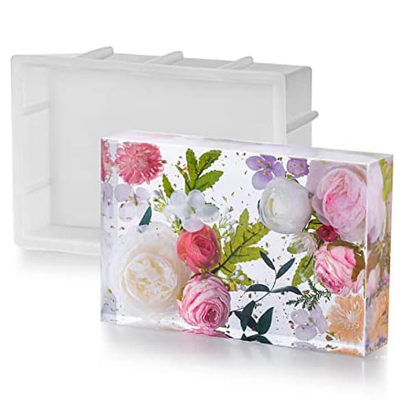 Store harpiksforme, rektangulære silikoneforme til harpiksstøbning, epoxyharpiksforme til blomsterbevaring (sammenfiltring)