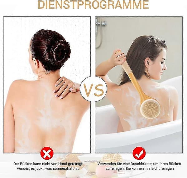 Ryggborste, 2 massageborstar, kroppsborste för bad, peeling duschborste Y
