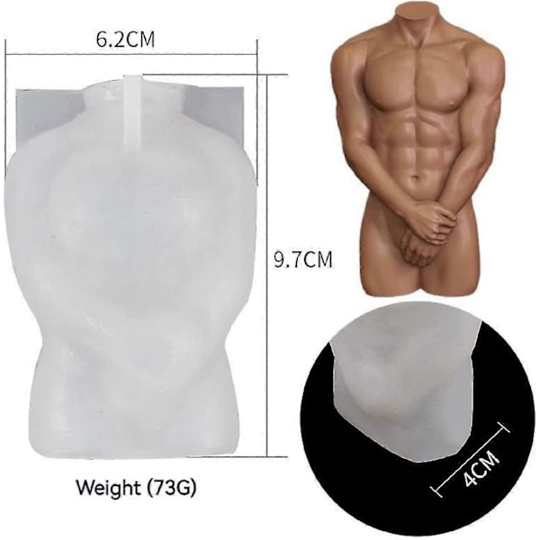 Silikoneform til kropslys, 2 stk. 3D-form til kropsformede lys, Lysforme til Diym H