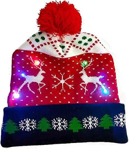 LED Julehat, Jule-LED Strikket Lysende Hat Unisex Vinter Beanie Trøje Kasket