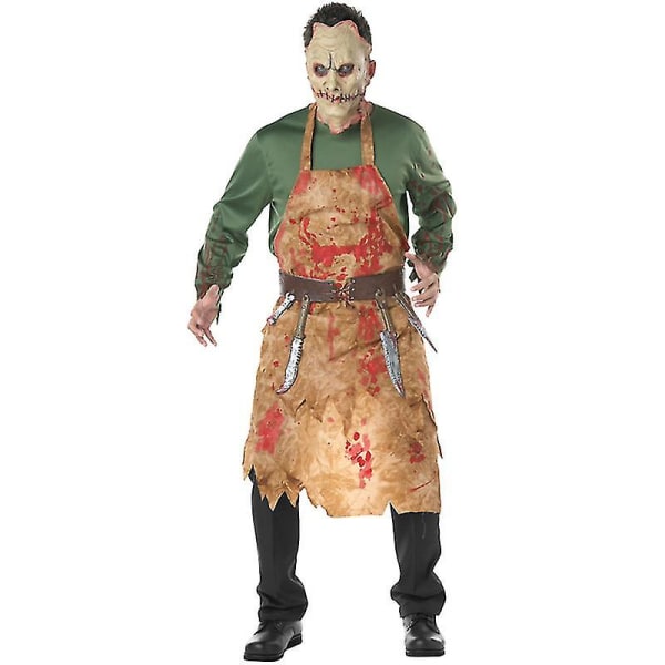Halloween fest kostymer för män Terror Skrämmande blod Zombie slaktare kock kostym Cosplay med mask hög kvalitet