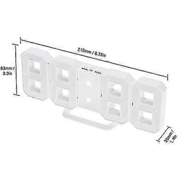 3D LED väggklocka, modern digital väckarklocka för hem, kök, kontor, sängbord, väggklocka, 24 eller 12 timmars visning - wtake