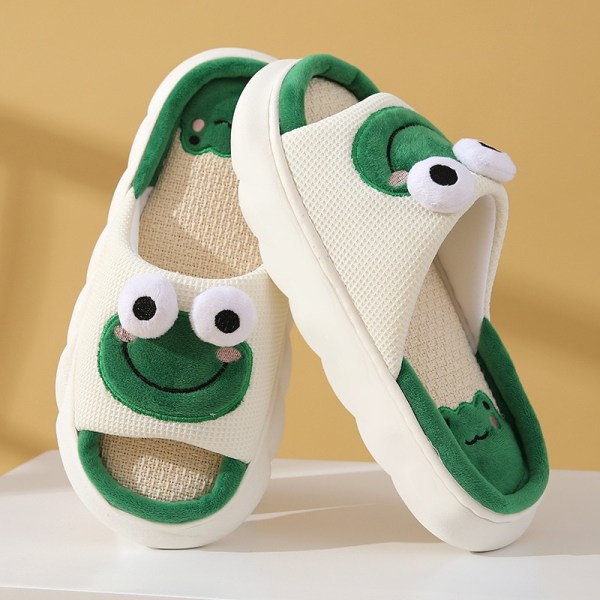 Söt tecknad kanin Kanin Bomull Linne Tofflor Dam Sommar Andas Tjock Plattform Slides Tofflor Kawaii Flip Flops Sandaler A 44-45(27-27.5cm)