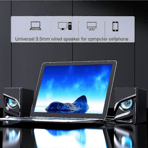 1 par USB-drevet LED 3,5 mm kablet høyttaler for datamaskin bærbar PC mobiltelefon nettbrett