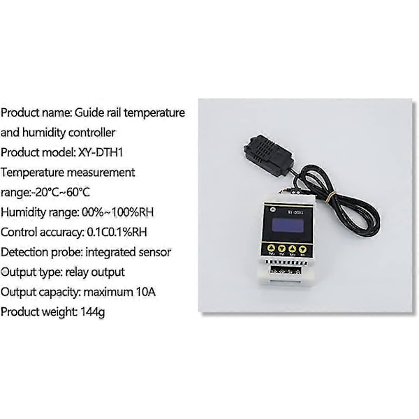 10A LCD Skinne Digital Display Termostat Temperatur Fugtighedsregulator med Sensor Dobbelt Kanal Relæmodul