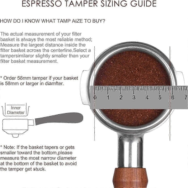 Kaffetamper i rustfritt stål med frostet håndtak og flat bunn 58mm Kaffegruntkompressor