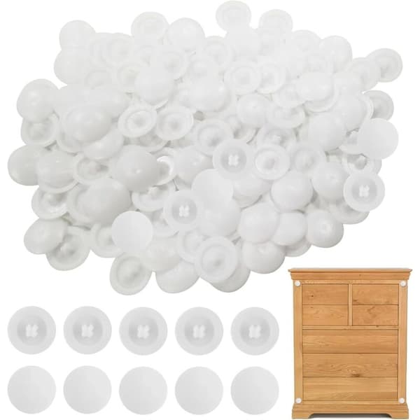 Hvit Skruhette, Vanntett, Rund, 100 Stykker, Plast, Phillips 7 mm for Møbler, Dekorative Beskyttelsesdeksler.
