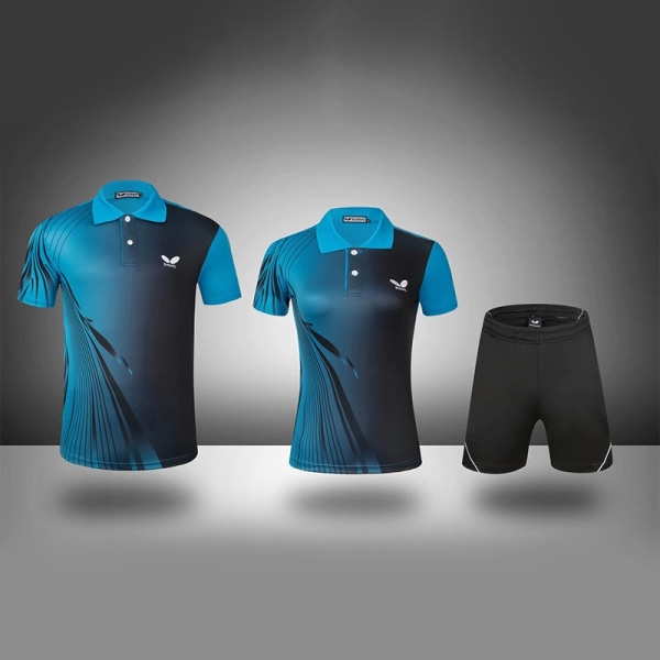 Nya bordtenniskläderset för män och kvinnor T-shirtshorts Tävlingsträningsdräkt Bordtennisdräkt -40 MEN BLUE XL