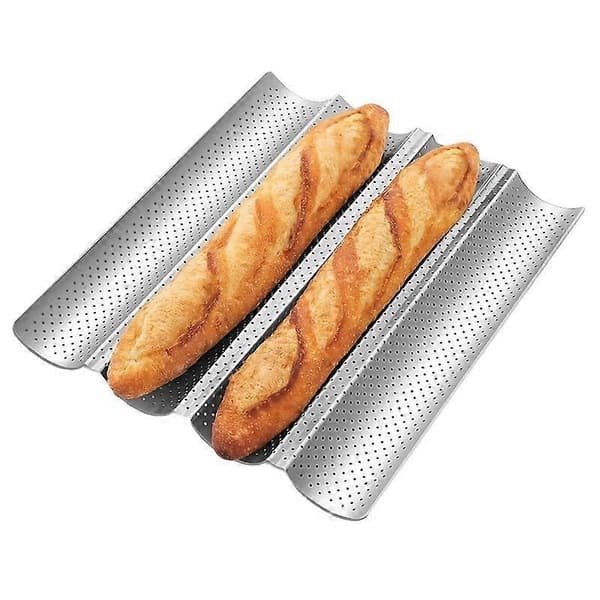 Baguettebrødform, Premium Non-stick Perforeret Franskbrødsform, Baguettebakke til Surdej, Italiensk Brød, Sub Roll, Perfekt til Cr M