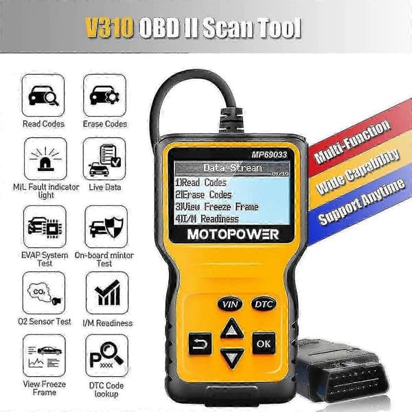 Mp69033 Obd2 Skanner Bilmotor Feilkode Leser Motor System Diagnoseverktøy