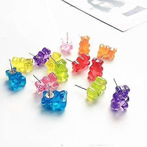Heyone 8 Par Sett Fargerike Resin Candy Gummy Bear Dingle Øredobber Gave til Kvinner Jenter
