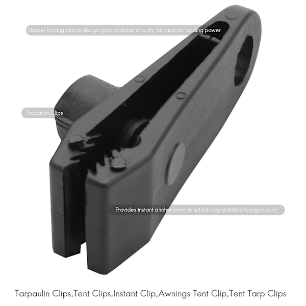 4-pack Tarpklämmor - Vindtåliga, robusta klämmor för markiser - Tältklämmor för camping, presenningar, husvagnar, trädgårdsskydd, svart