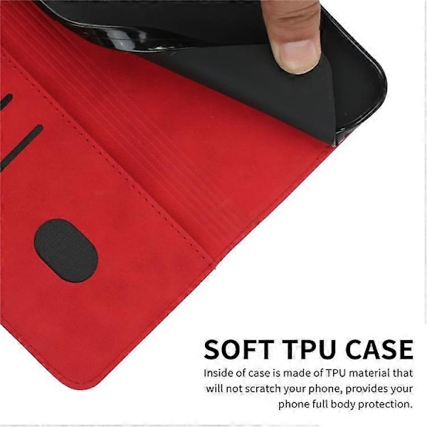 Kompatibel til Samsung Galaxy A36 5G Telefon Cover Præget PU Læder Wallet Stand Case Red