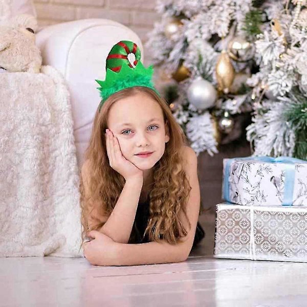2 stycken julhårband, flerfärgade älvhatthårband med 3D-hattdesigner för jul- och semesterfester
