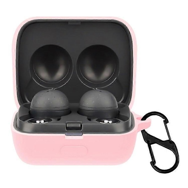 Yhteensopiva Sony LinkBuds -kuulokkeiden silikonikotelon kanssa, yksivärinen nappikuulokkeiden latauskotelon suojus soljella Pink