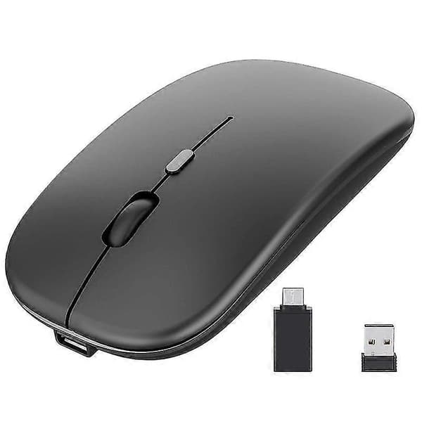Trådløs mus med USB og Type-C mottaker, kompatibel med bærbare datamaskiner, MacBook