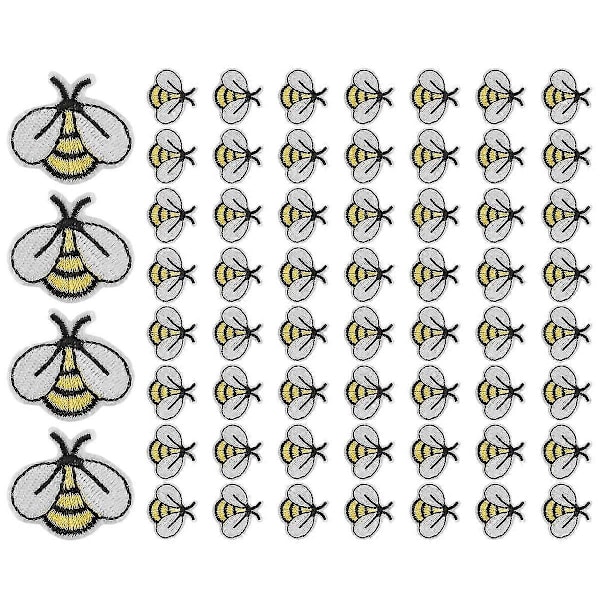 60 st Biet Broderade Märken, Söta Humla Stryk på Broderade Applikationer Dekorations Sy Märken för Kläder DIY Märken