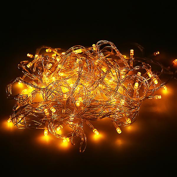 10m-100m Led Fairy String Lights Party Bröllop Utomhus Inomhus Juldekoration Glödlampa rekvisita Yellow EU Plug 10M 100LED