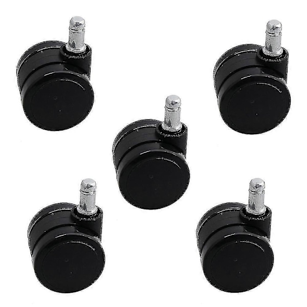 5 stk. 5 cm Dia Svart PU Stolhjul Svingbart Hjul Stamme Stang For Møbelstol-ZZY