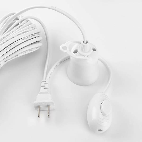 Adapterkabel med sockel/strömbrytare, Polykarbonat, E27, 250V, 10A, 3 m, Vit