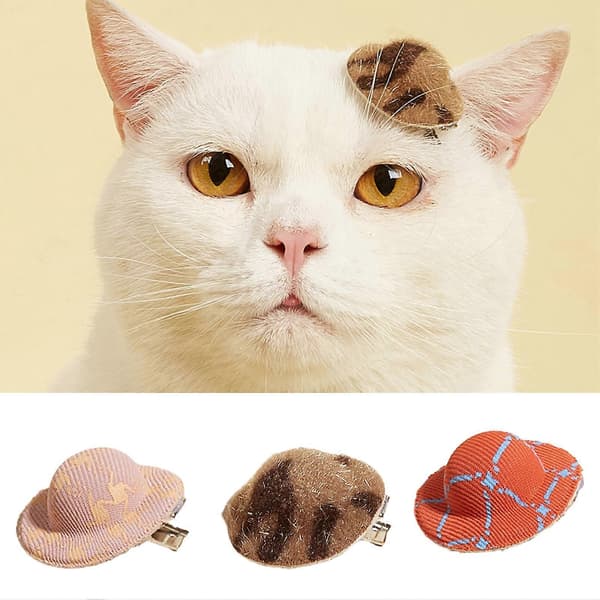 Hårnål för husdjur, vacker fint utförande, polyester, hattform, utsökt hårklämma för vardagsbruk