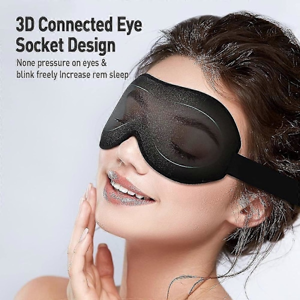 2021 Uppgraderad Sömnmask, Perfekt Sömnmask för Sidosovare, 3D Ultra Mjuk Hudvänlig Ögon IDK