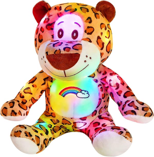 Glow Guards 23 cm Lysende Leopard Udstoppede Dyr LED Natlampe Sød Plys Blød Legetøj Lysende Dukke Sofadekorationer Jul