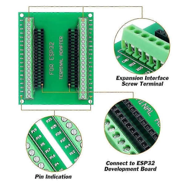 4 stk ESP32 Breakout Board GPIO 1 til 2 for 38-PIN smal versjon ESP32 ESP-WROOM-32 mikrokontroller