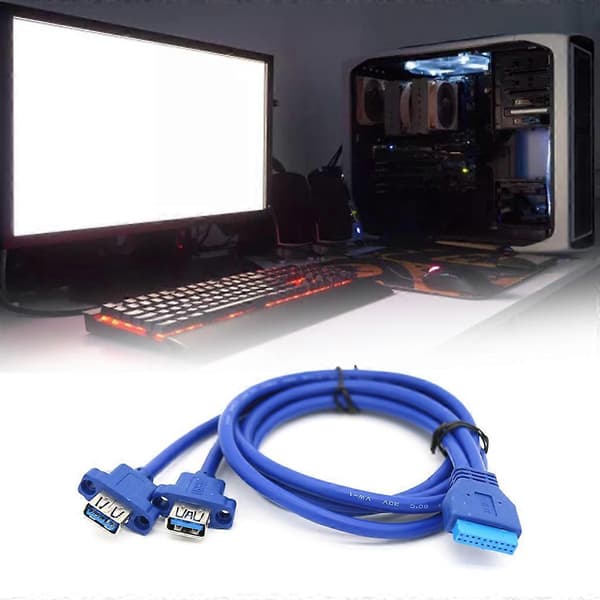 5 Gbps 20-pin til dobbelt USB 3.0 han PC-bundkort baffel linjeledning skruepanel