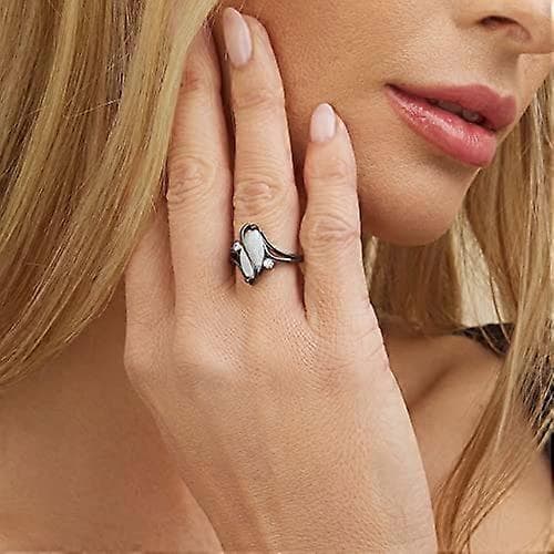 Roséguld & Vitguldpläterad Skapad Rubin, Vit Eldopal & Cubic Zirconia Accenter Ring