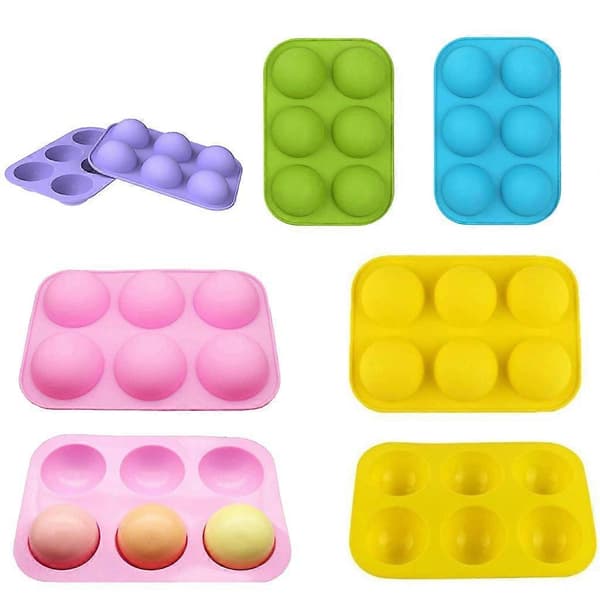 6-hulls halvkuleformet silikonkakeform, non-stick bakeform DIY-tilbehør - lilla