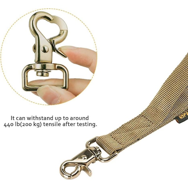 Militær Bungee Hundebånd Elastisk Tau med 2 Polstrede Kontrollhåndtak for Mellomstore og Små Hunder (coyote Brown)