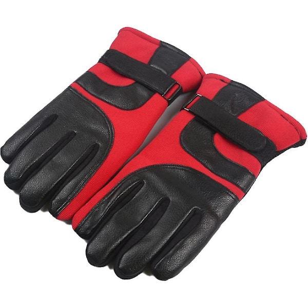 Skidläderhandskar för män vinterpekskärm plus sammetstjocka körmotorcykelhandskar Red Shape2