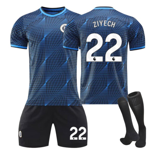 23-24 Chelsea Jersey Away barns studentträningskit NO.22 ZIYECH 24