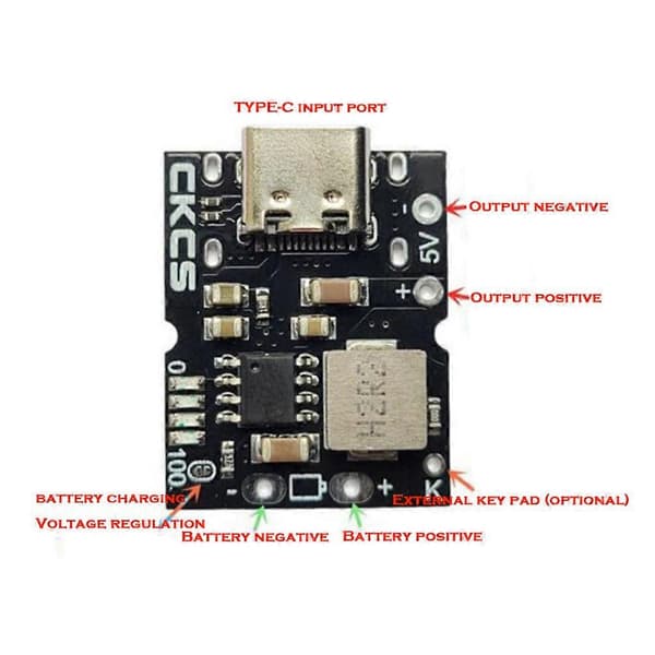 2A 5V lade-/utladningsintegrert modul 4.2V/4.35V PCB-kortmodul for 18650
