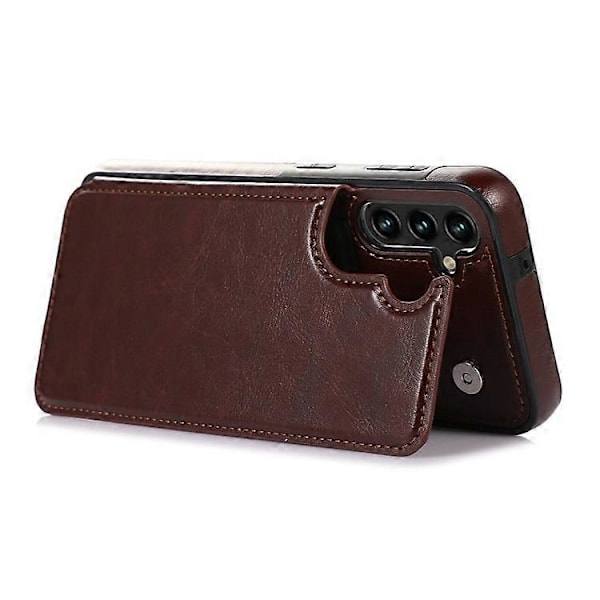 Kompatibel med Samsung Galaxy A54 5G Kortholder Telefon Cover PU Læderbelagt TPU Støtteben Etui Brown