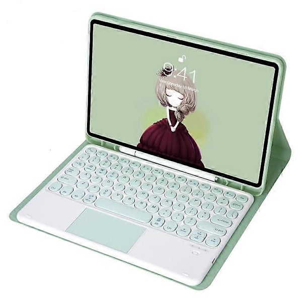 YT098B-A Yhteensopiva iPad Air (2020) / (2022) Pyöreät näppäimet Langaton Bluetooth-näppäimistö kosketuslevyllä, ihoa myötäilevä iskunkestävä jalusta LightGreen