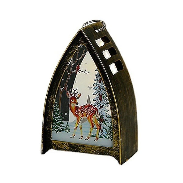 Christmas Night Lights, Christmas Snowman Santa Fawn Julbordsdekorationer - Julfest Bronze Fawn