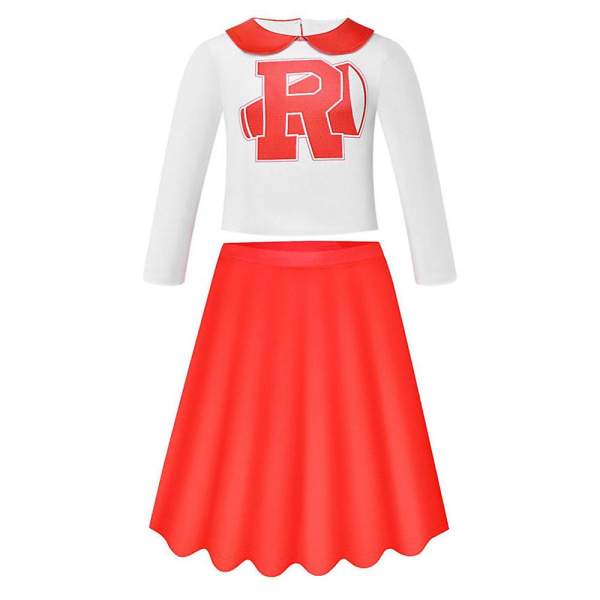 2023 New Cosdaddy Grease Rydell High Kids Cheerleader Cosplay-klänning Sportkläder för tjejer Kjol Halloween Carnival Cosplay-kostym M