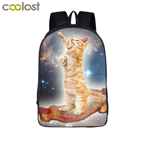 Funny Space Cat Unicorn Ryggsäck Laser Cat Kitty Daypack Barn Skolväskor för tonåringar Flickor Skol Ryggsäckar Barn Bokväska style 2