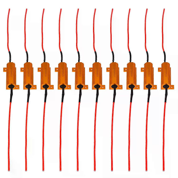 10 stk. 50W 6 Ohm LED Lampe Dekoder Bremselys Feilfjerner Resistor Dekoder Drivverk Skiftere Biltilbehør