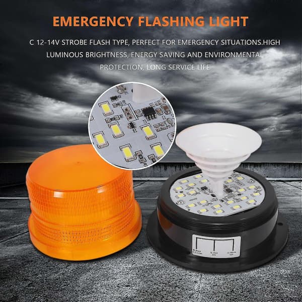 2 X Gult LED Blinkende Advarselslys Strobe Nødlys Lastbil 12v 24v