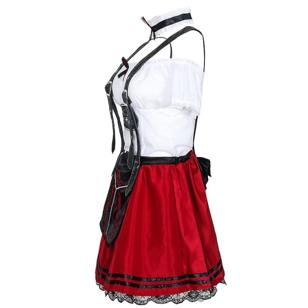 Ny karneval Oktoberfest dräkt Topp Halter kjol Alperna National Parade Clubs Wench Cosplay Fancy Party Dress Halloween Pink XL