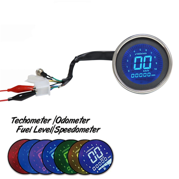 Universal Motorcykel Digital Hastighetsmätare Retro LCD Vägmätare Cafe Varvräknare Indikator Scooter Atv M